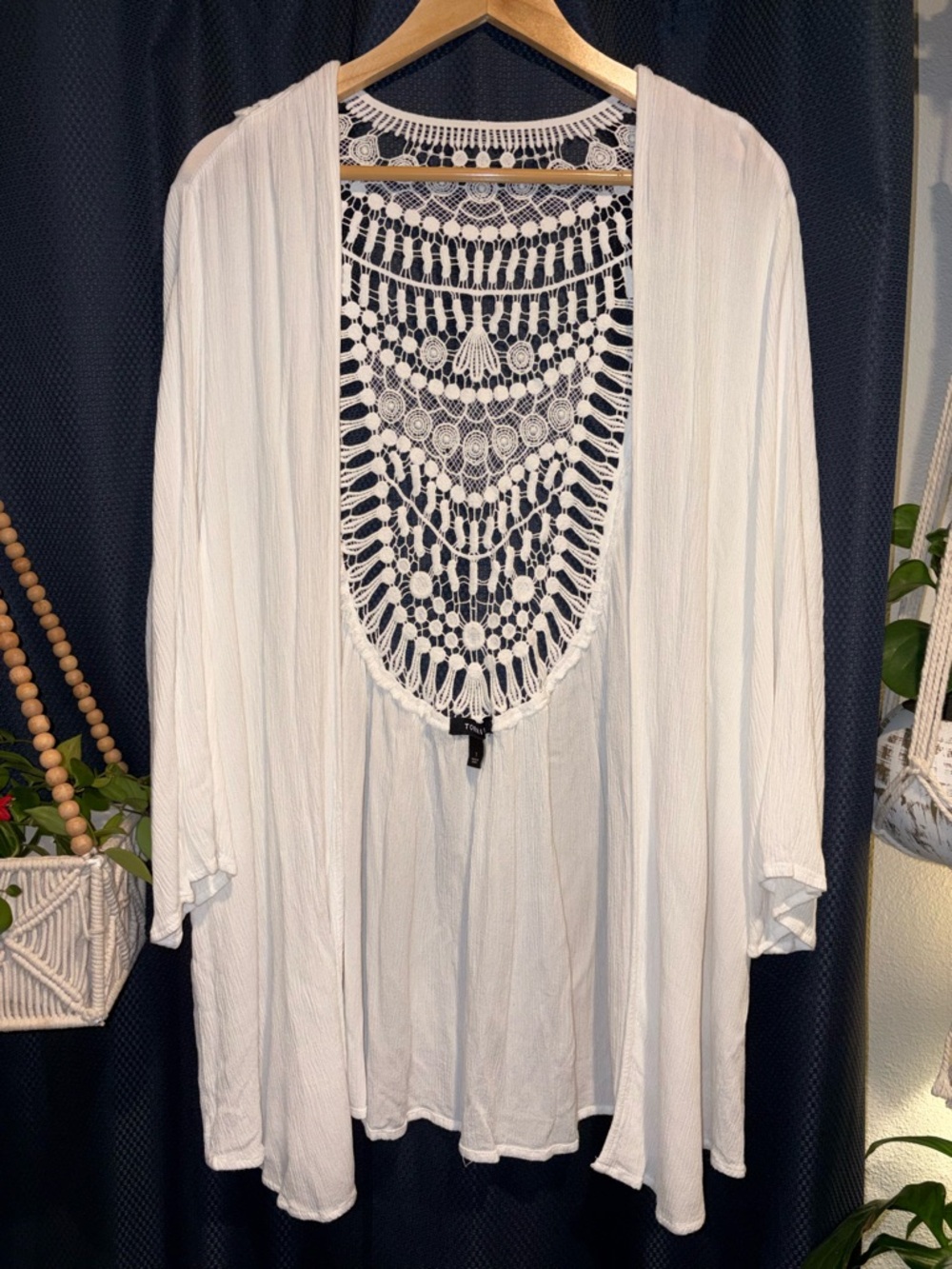 torrid White Crochet-Back Boho-Chic Kimono